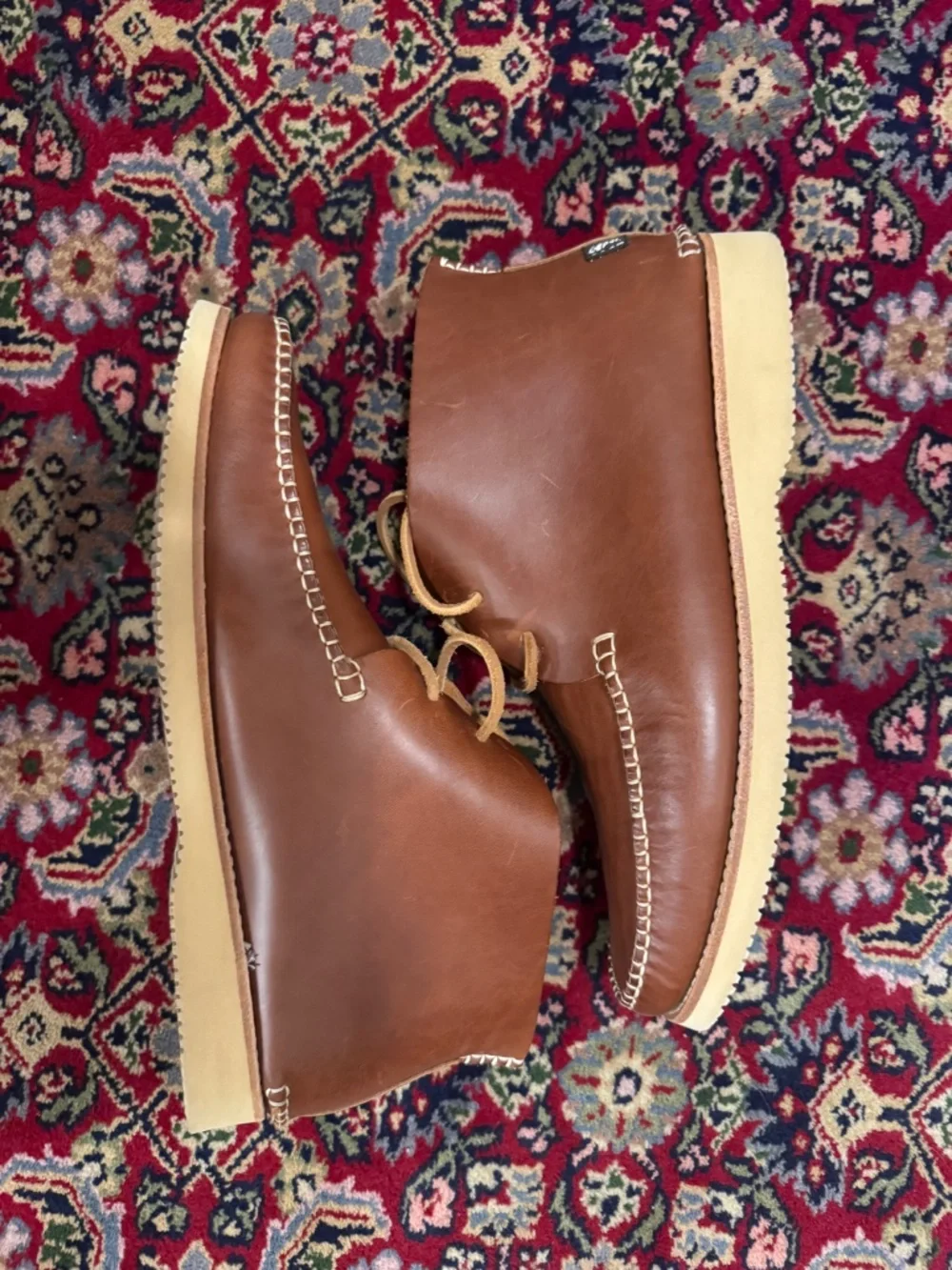 Share Yogi Lucas Brown Leather Moc Toe Vibram Chukka Boots UK 11 US 12 Portugal